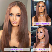#4 Chocolate Brown Layered Cut Straight 13x4 HD Lace Front Wig Glueless Human Hair Wigs