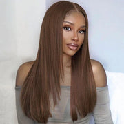 #4 Chocolate Brown Layered Cut Straight 13x4 HD Lace Front Wig Glueless Human Hair Wigs