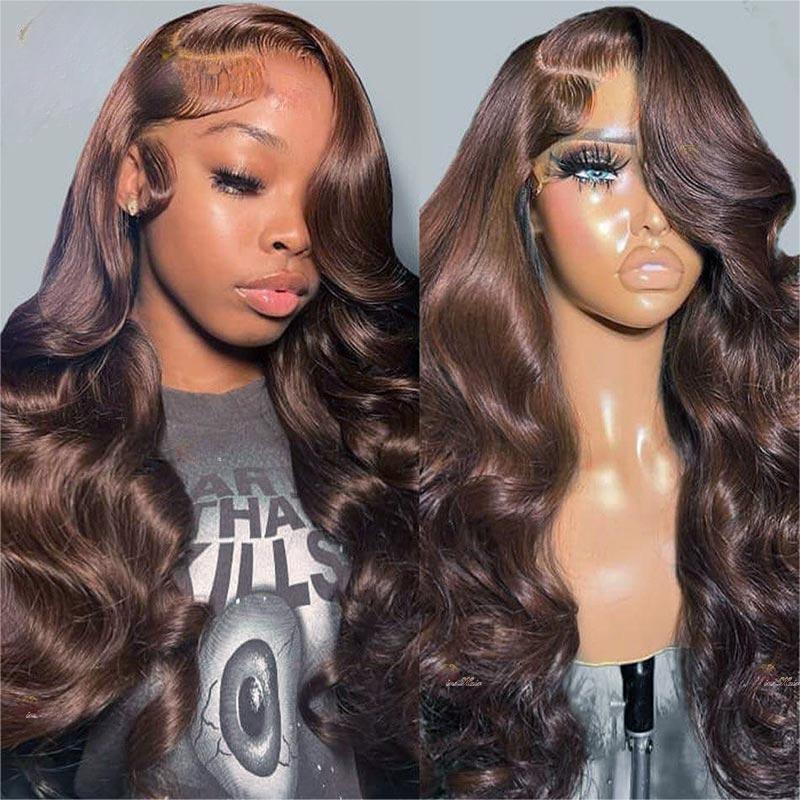 C Part 13x4 HD Lace Front Wigs #4 Chocolate Brown Glueless 
