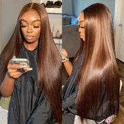 #4 chocolate brown straight hd lace wig