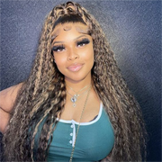 Blonde Highlight 8*5 Pre Cut HD Lace Closure Wigs Glueless Wear & Go Wig #P1B/27 Color