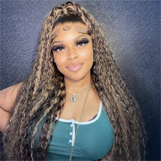 Blonde Highlight 8*5 Pre Cut HD Lace Closure Wigs Glueless Wear & Go Wig #P1B/27 Color