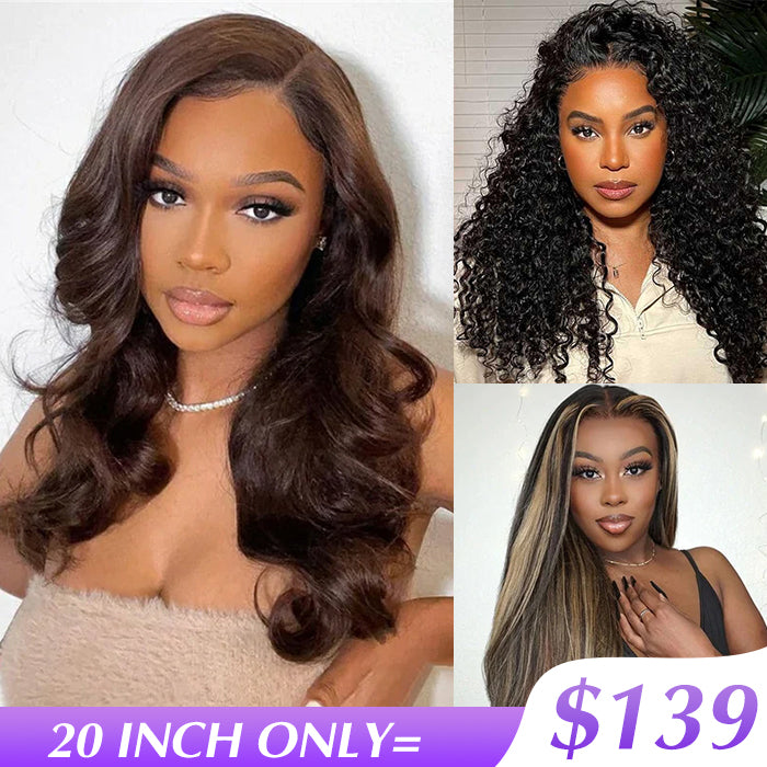 [US 24H Ship] 8x5 HD Lace Glueless Wig With Drawstring Wear Go Easy Wig 220% Density