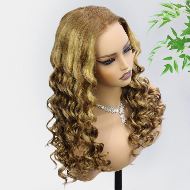 P4/27 Color Highlight Retro Glam Waves Wig 8x5 Lace Wear Go Glueless Wig Pre Plucked Natural Hairline
