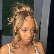 Highlights Pre Plucked 360 Transparent Lace Frontal Wig Straight Deep Wave Human Hair Wigs