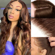 #4 Chocolate Brown Color Glueless Ready & Go Wig 8*5 Pre Cut HD Lace Closure Wigs