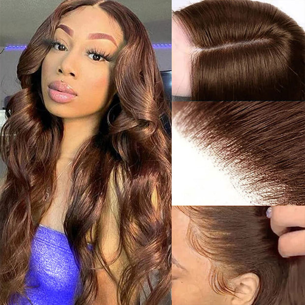 #4 Chocolate Brown Color Glueless Wear & Go Wig 8*5 Pre Cut HD Lace Closure Wigs