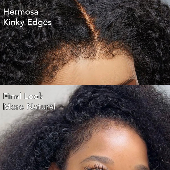 18" = $129 Glueless 4C Kinky Edge Afro Kinky Curly Human Hair Wig Pre Cut HD Lace Wig Flexi-Fit Drawstring Cap