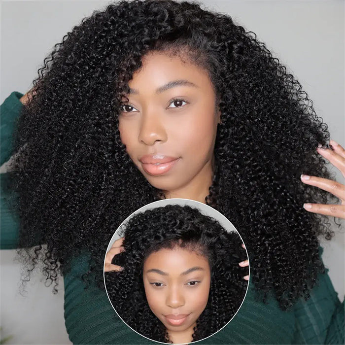 Glueless Kinky Curly Wig with Kinky Edge Hairline Looks Like It Grows Out of Your Scalp 13x4 13x6 HD Lace Wig with Drawstring