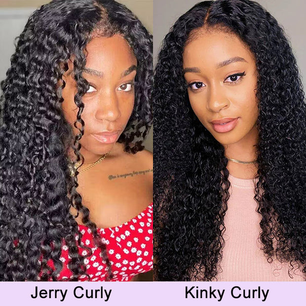 Kinky Edges Glueless 360 Full Lace Frontal Curly Wigs With Invisi-String Affordable Snug Fit Human Hair Wigs Lace Parting Anywhere