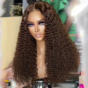 Glueless Wear & Go Wig Curly Hair 7*5/8*5 Pre Cut HD Lace Closure Wigs #4 Chocolate Brown Color