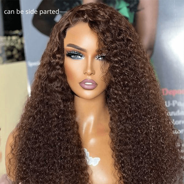 Glueless Ready & Go Wig Curly Hair 8*5 Pre Cut HD Lace Closure Wigs #4 Chocolate Brown Color