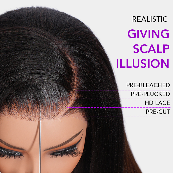 Ombre Brown Color Yaki Straight 13x6 HD Transparent Skin Melt Lace Front Wig Human Hair Wigs