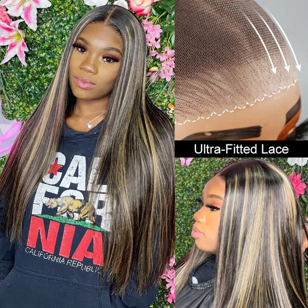Blonde Highlight HD Lace Closure Wigs #FF1B/27 Color Glueless Ready & Go Wig