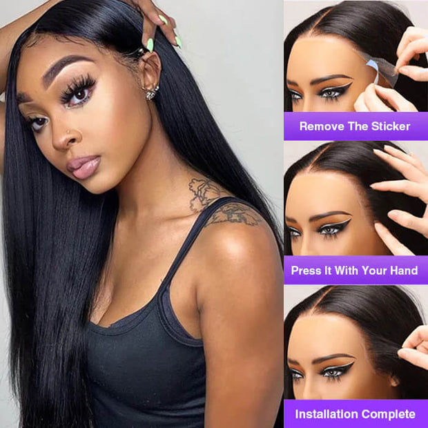 Silky Straight 13x4 Glueless Lace Frontal Wig Real Ear To Ear Pre-Cut Lace Frontal Super Secure Wig