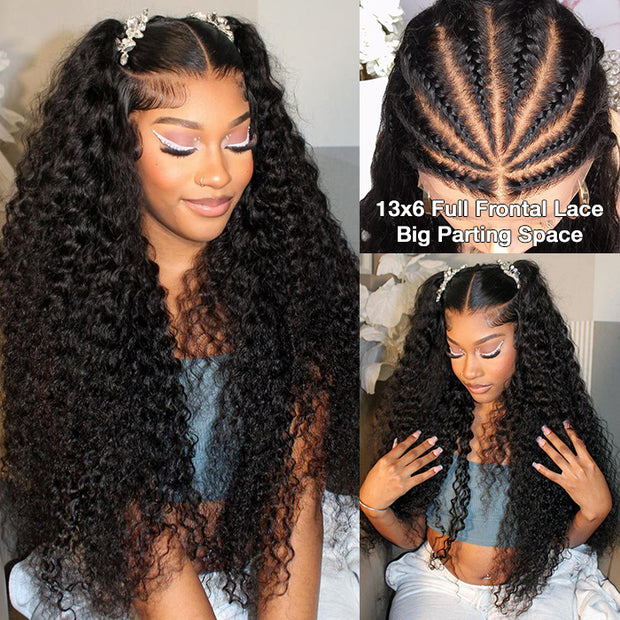 Skinlike HD Lace Brazilian Deep Wave Wigs Drawstring 13x6 Full Frontal Lace Wigs 100% Real Human Hair Wigs For Black Women