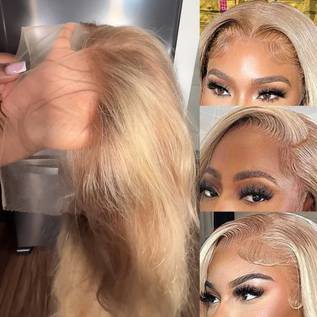 Highlight #P18/613 Lace Front Wig Brazilian Human Hair 13x4 HD Lace Frontal Wig Pre-Plucked