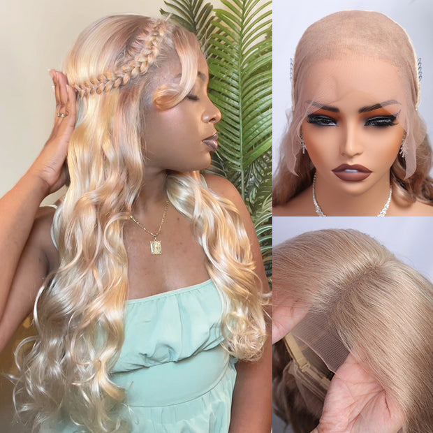 Highlight #P18/613 Lace Front Wig Brazilian Human Hair 13x4 HD Lace Frontal Wig Pre-Plucked
