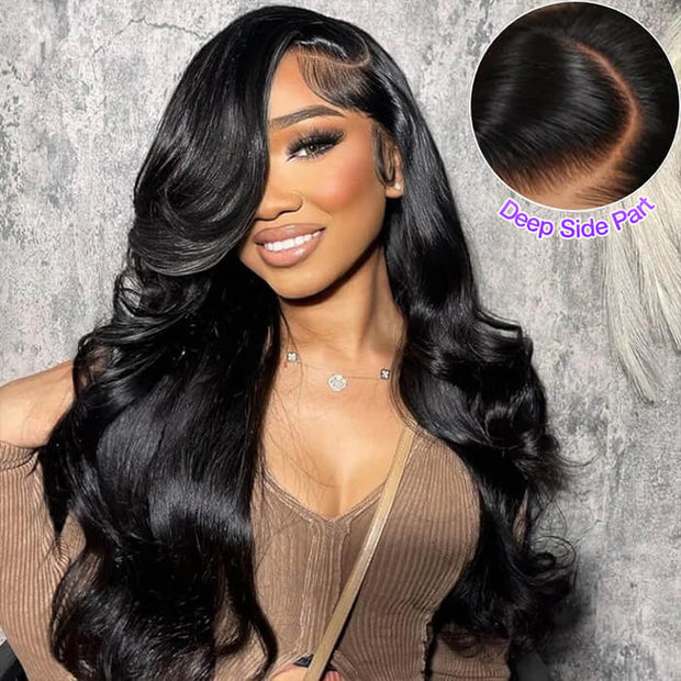 [2Wigs 26inch] Left C Part Water Wave & Body Wave 8x5 Pre Cut Lace & Pre Bleached Glueless Wig