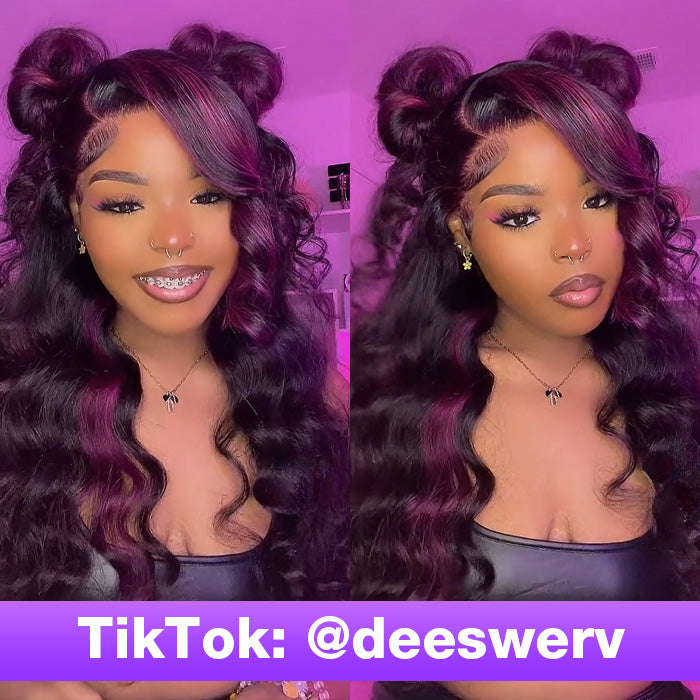 Pink Purple Beauty Full Wig Amazon.com : GGEDUO Purple Ombre Lace Front Wig Body Wave  main image 4
