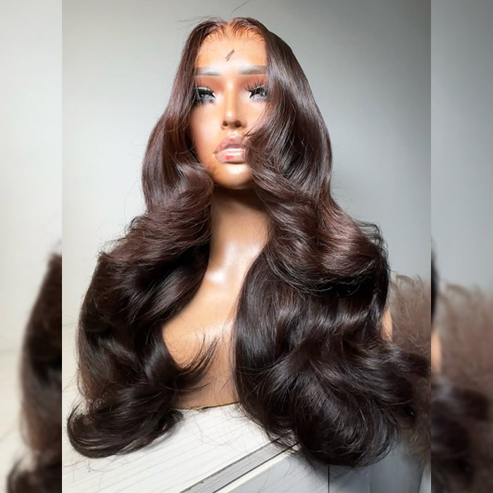 #4 Chocolate Brown Wig Straight & Body Wave 13x4 HD Lace Frontal Human Hair Wig