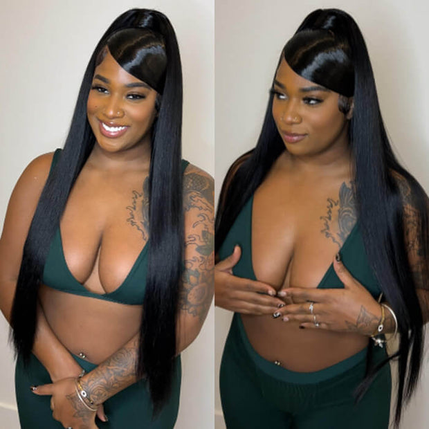 Bleached Knots 13x6 Full Lace Frontal Wigs Human Hair Pre Plucked 180% Density Glueless Straight Wig