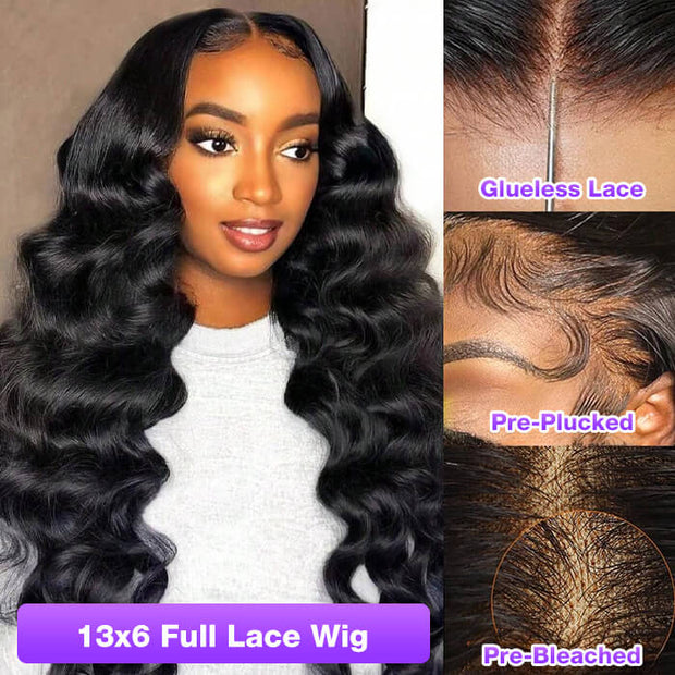 Loose Wave 13x6 Full Invisible Hd Transparent Lace Front Wigs Pre Bleached Knots Plucked Hairline
