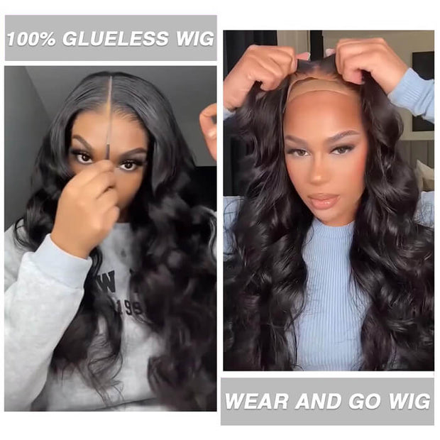 8x5 Pre-All Glueless Wig Body Wave HD Lace Closure Human Hair Pre Bleached Pre Plucked Pre Styled