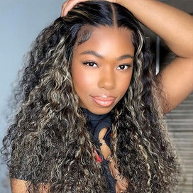 M1B/27 Balayage Highlight 13x6 Glueless HD Lace Front Wig Body Wave Straight Pre Plucked Colored Human Hair Wigs