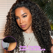 Blonde Highlight Curly Glueless HD Lace Wig Human Hair Pre-Cut Lace Pre-Plucked Pre-Bleached