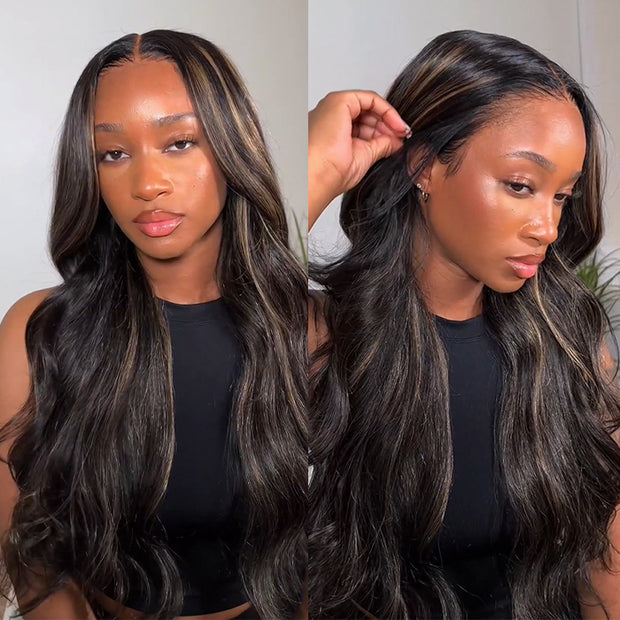 Blonde Highlight HD Lace Closure Wigs #FF1B/27 Color Glueless Ready & Go Wig