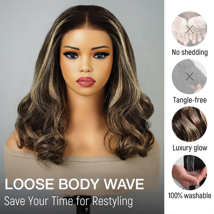Loose Body Wave Short bob Wigs 8x5 Lace Closure Wigs Human Hair 100% Real Human Hair Wig 220% Density