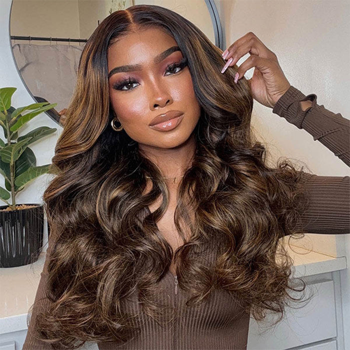 Balayage Highlight Body Wave 5x5 13x4 HD Undetectable Lace Front Wigs 100% Human Hair