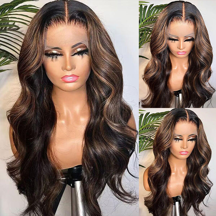 Balayage Highlight Body Wave 5x5 13x4 HD Undetectable Lace Front Wigs 100% Human Hair