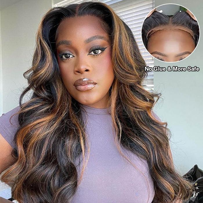 Balayage Highlight Body Wave Glueless Wig Drawstring 5x5 13x4 13x6 HD Lace Front Human Hair Wigs Pre-cut Lace Beginner Friendly