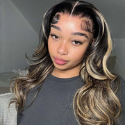 #1B/27 Blonde Highlight Body Wave 8x5 HD Glueless Lace Wig 100% Human Hair Pre Plucked  Natural Hairline 10A Quality