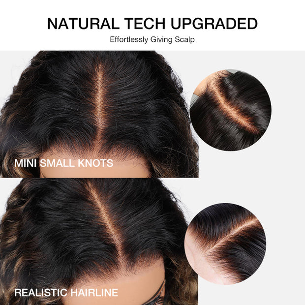 Blonde Highlight 8*5 Pre Cut HD Lace Closure Wigs Glueless Ready & Go Wig #FF1B/27 Color