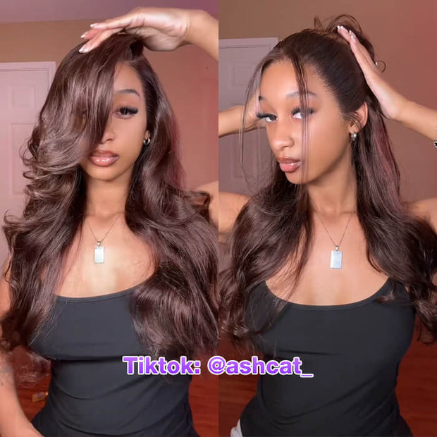#4 Chocolate Brown 13x4 HD Lace Front Wigs Human Hair Wigs For Women Pre Plucked