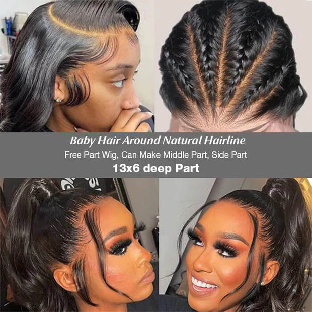 13x6 Full Invisible Hd Transparent Lace Body Wave Front Wigs Pre Bleached Knots Plucked Hairline