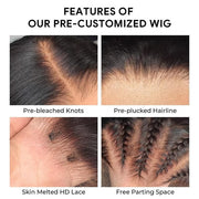 Hermosa Pre Bleached Knots Silky Straight Human Hair Wig Invisible HD Lace Front Wig