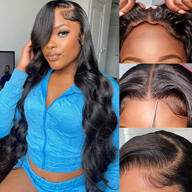 [2Wigs 26inch] Left C Part Water Wave & Body Wave 8x5 Pre Cut Lace & Pre Bleached Glueless Wig