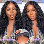 Pre-Cut HD Lace 8x5 Pre Bleached Curly Human Hair Wigs Put on and Go Glueless Wig Super Secure