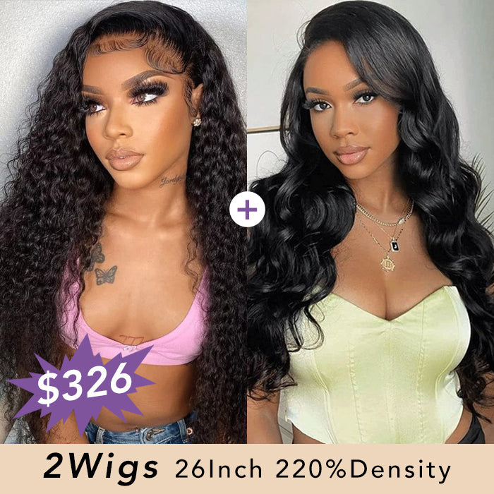 [2Wigs 26inch] Jerry Curly & Body Wave Put On And Go Quick & Easy Glueless Wig