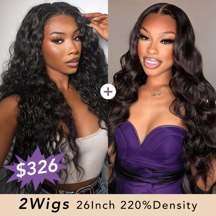 [2Wigs 26inch] Water Wave & Loose Body Wave Ultra Natural & Bleached for Effortless Styling