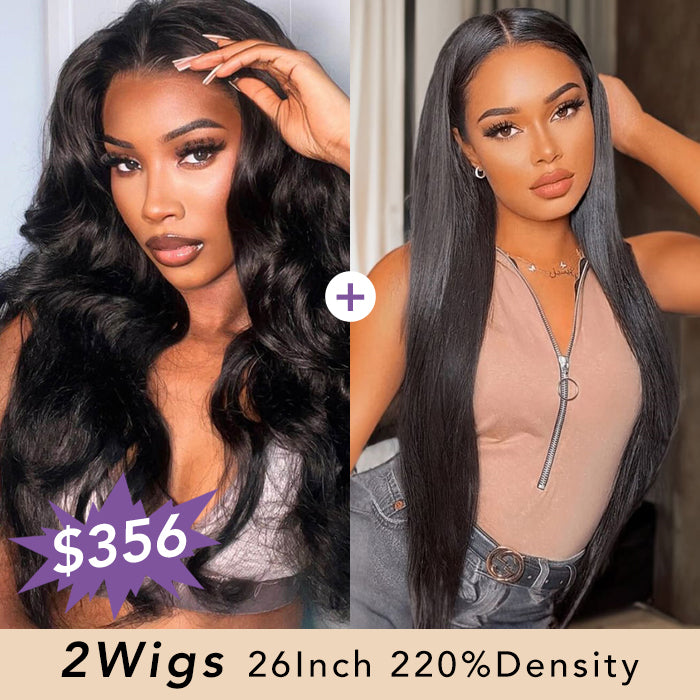 [2Wigs 26inch] Body Wave & Silky Straight 8x5 HD Lace Pre Plucked & Bleached Ready to Go Wigs