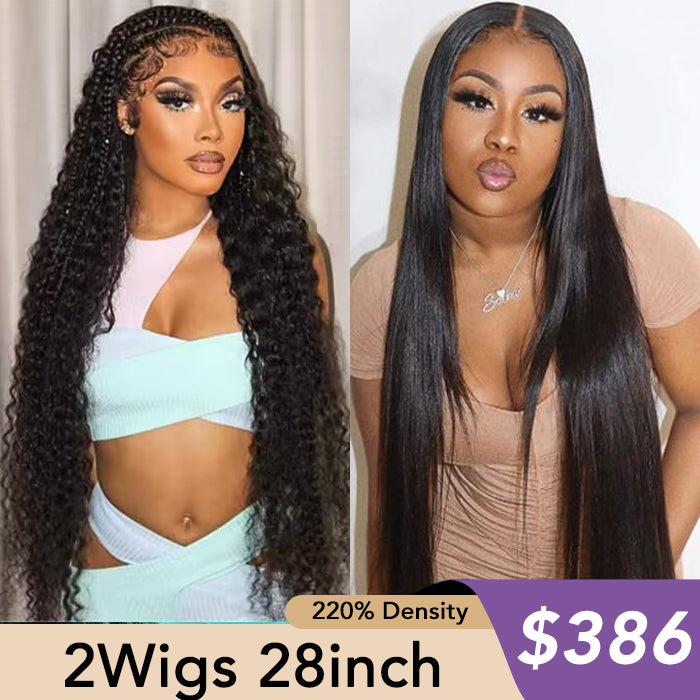 [2Wigs 28inch]  Deep Wave & Silky Straight Super Natural Versatile HD Lace Pre-All Glueless Wig