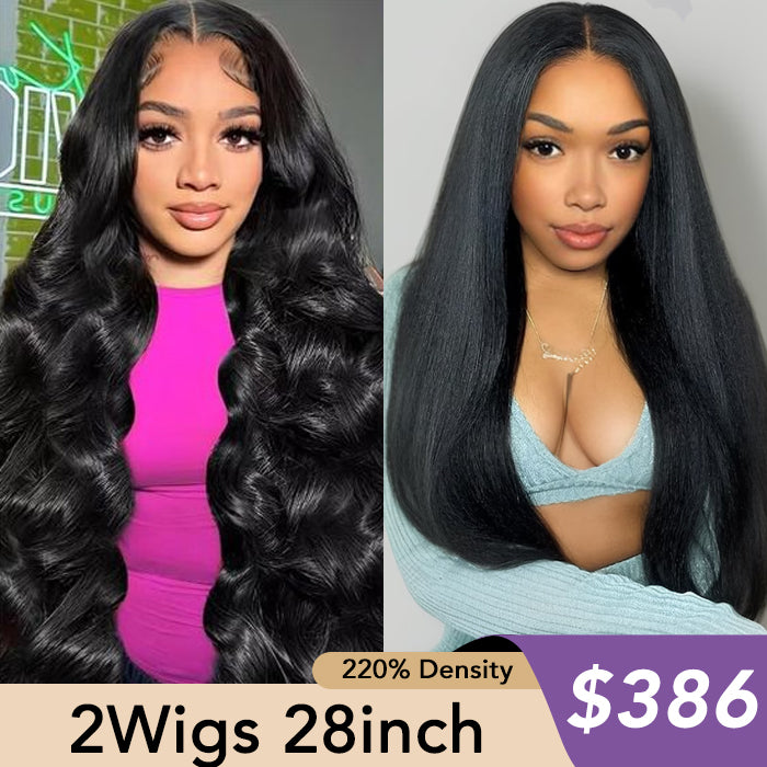 [2Wigs 28inch]  Body Wave & Kinky Straight Versatile Pre Everything Beginner Friendly Wigs
