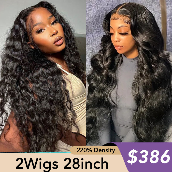 [2Wigs 28inch]  Water Wave & Body Wave 8x5 HD Lace Pre Everything Ready To Go Wigs