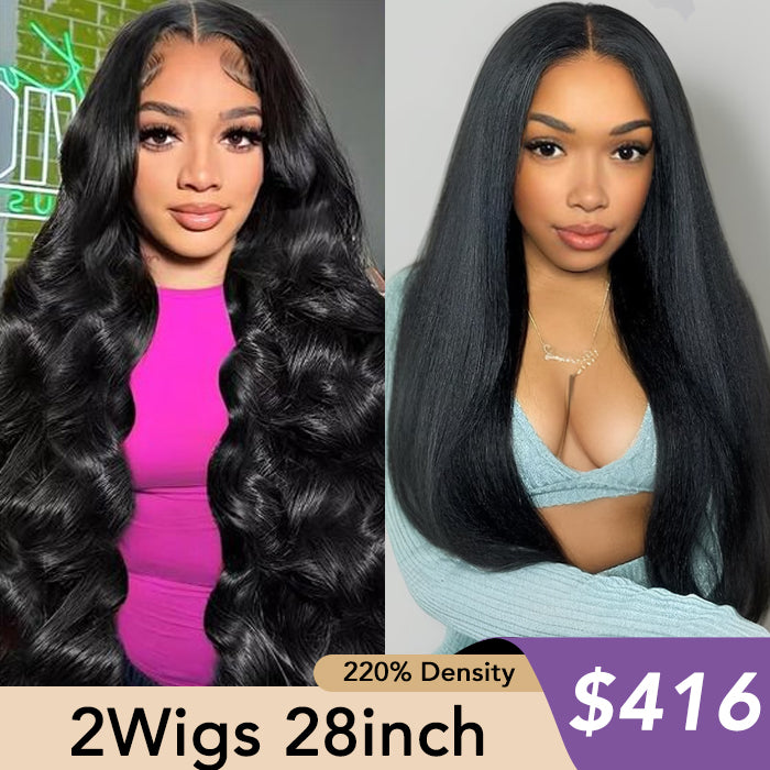[2Wigs 28inch]  Body Wave & Kinky Straight Versatile Pre Everything Beginner Friendly Wigs