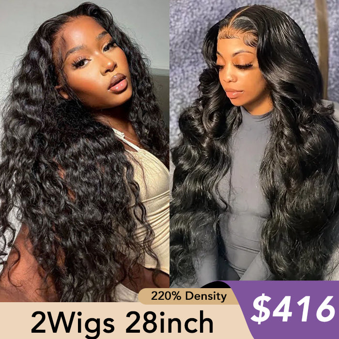 [2Wigs 28inch]  Water Wave & Body Wave 8x5 HD Lace Pre Everything Ready To Go Wigs